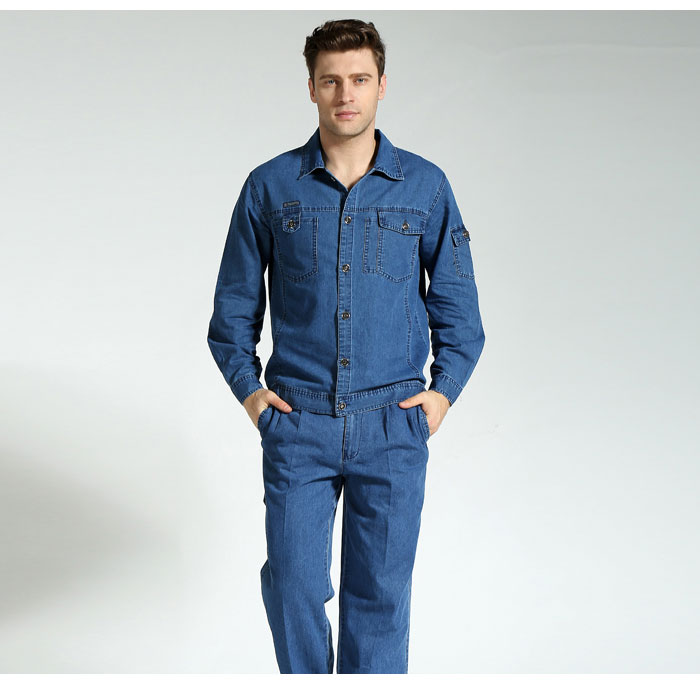 工地工人施工服 薄款長(zhǎng)袖牛仔工服 JL-GC019